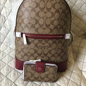 Coach Kenley Backpack and Medium Corner Zip Wallet Set